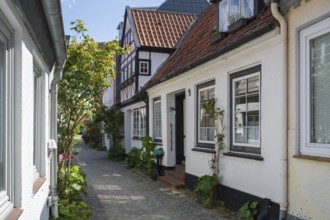 Alley in the old town, Eckernförde, Baltic Sea, Schleswig-Holstein, Germany