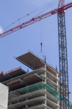 Detroit, Michigan - Construction of the 25-story JW Marriott Detroit Water Square hotel. The