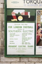 Vintage British Railways rail advertising poster, Swanage railway station, Dorset, England, UK