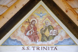 Holy Trinity on an old farm, in the hamlet of Hoffe, Sappada, Plodn, Carnic Alps, Julian Friuli,