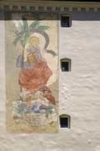 St Christopher, wall painting in the Pfaffengasse, Passau, Lower Bavaria, Bavaria, Germany