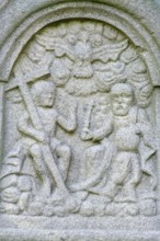 Trinity, historic wayside shrine, pear tree, near Steinwiesen, Franconian Forest, Thuringian Slate