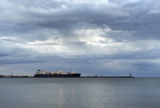 LNG tanker NEPTUNE at Mukran harbour on Rügen, Mecklenburg-Western Pomerania, Germany
