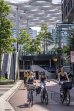 Entrance and exit to the central bicycle car park at Stationsplein, the largest bicycle car park in