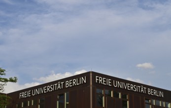 Lettering on one of the main buildings of Freie Universität Berlin in Dahlem