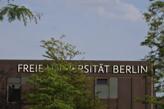 Lettering on one of the main buildings of the Freie Universität Berlin in Dahlem. The building