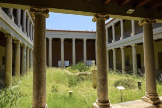 ©Udo Rein, Ancient courtyard with columns and an overgrown garden, Casa Romana, Kos Town, Kos,