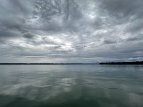 Dark clouds over Lake Starnberg, Bavaria, Germany