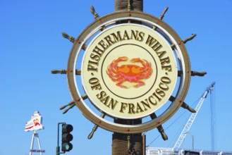 Fishermans Wharf sign post, San Francisco, California, USA