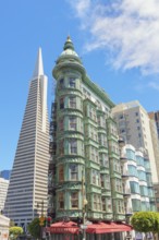 View of Columbus Tower and TransAmerica Building, San Francisco, Californai, USA