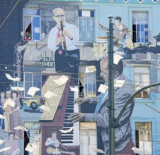Mural on building by Bill Weber, San Francisco, California, USA