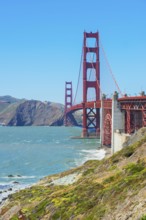 View of Golden Gate Bridge from Bakery beach, San Francisco, California, USA