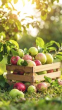 Freshly harvested green and red apples, bio organic food vegetarian nutrition products grown in