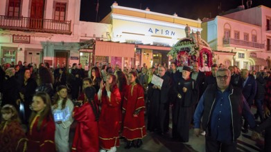 Good Friday, Epitaphios, procession, night procession of traditionally dressed people along
