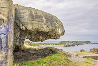 Old world war II bunker on the french coast which was part of the Atlantic wall a coastal defences