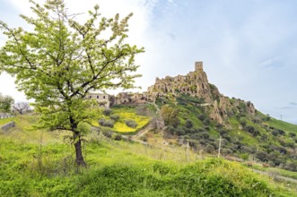 View of the ghost town of Craco, Basilicata, Italy