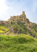 View of the ghost town of Craco, Basilicata, Italy