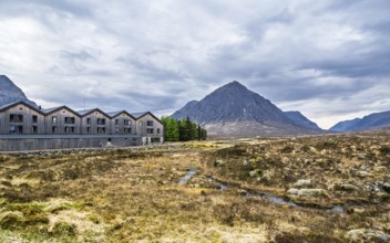 Mountains and Moors over Glen Etive Valley, Glencoe, Highlands, Scotland and Buachaille Etive Mòr,