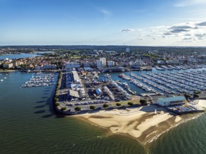 Marina and Beach in Arcachon from a drone, Arcachon, Gironde, France