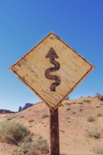 Zjgzag road sign, Monument Valley, Arizona, USA