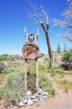 Native American totem pole on Route 163, Utah, USA