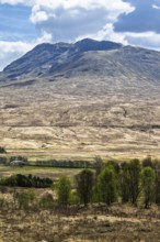 Mountains and Moors over Loch Tulla and River Orchy, Highlands, Scotland, UK