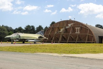 McDonnell Douglas F-4 Phantom II outside hangar at former RAF Bentwaters base, Suffolk, England, UK