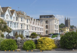 Historic buildings seafront terrace of Courtenay Place, Teignmouth, south Devon, England, UK
