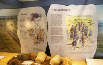 Neolithic archaeology exhibition inside Alexander Keiller Museum, Avebury, Wiltshire, England, UK -