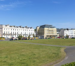 The Den garden and historic buildings in Den Crescent, Teignmouth, south Devon, England, UK