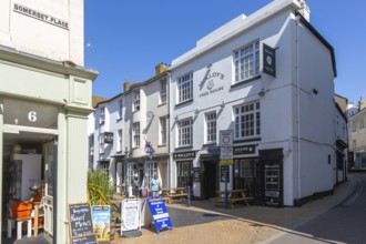 Historic buildings Molloy's Free House pub, Reign Street and Somerset Place, Teignmouth, south