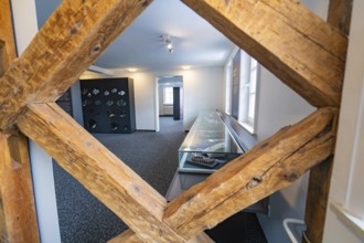 Modern showroom with glass cabinets and wooden accents without people, family party in Neubulach,