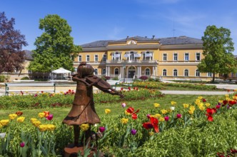 Spa gardens with old spa house, spa town, Bad Hall, Traunviertel, Upper Austria, Austria