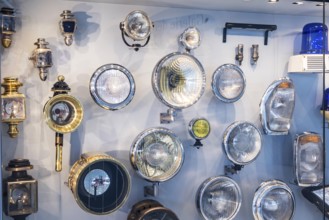 Front lighting, driving lights. The Mercedes-Benz Museum in Stuttgart presents a journey through