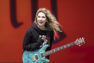 Daniela Villarreal Vélez, singer of The Warning at the Rock am Ring Festival on Sunday, Nürburgring