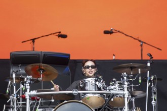 Alejandra Villarreal Vélez, drummer of The Warning at the Rock am Ring Festival on Sunday,