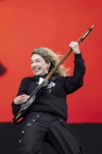 Daniela Villarreal Vélez, singer of The Warning at the Rock am Ring Festival on Sunday, Nürburgring