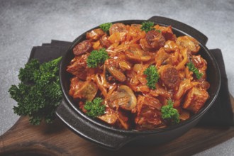 Bigos, bigus is a national Polish dish, made of cabbage and meat, stewed, homemade, no people