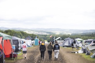 Festival visitors on a campsite at the Rock am Ring Festival on Saturday, Nürburgring race track