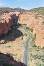 Road winding up canyon, Grand Staircase Escalante National Monument, Utah, USA, North America