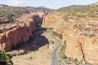 Road winding up canyon, Grand Staircase Escalante National Monument, Utah, USA, North America