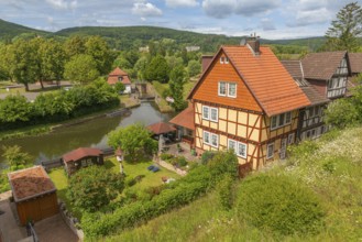Werra lock system with lock house, old fishermen's settlement, Bad Sooden, Allendorf, Allendorf