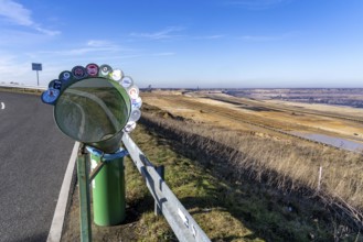Garzweiler II coal mine, view from Jackerath viewpoint, waste bin with funnel, North