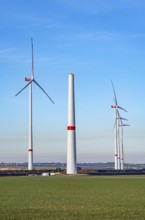 Construction site of the new Bedburg 3 wind farm, on recultivated open-cast mining site, 9 wind