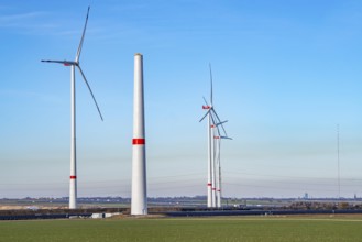Construction site of the new Bedburg 3 wind farm, on recultivated open-cast mining site, 9 wind