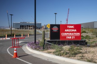 Phoenix, Arizona - Construction of the TSMC Arizona semiconductor manufacturing complex. The