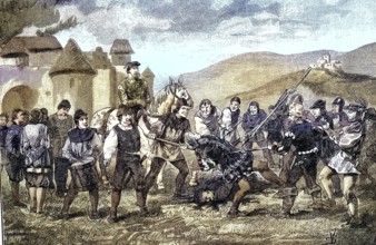 German Peasants' War, 1524-1526, The Count of Helfenstein is chased into the lances. The Counts of