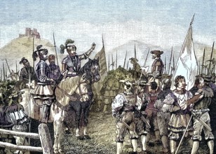 German Peasants' War, 1524-1526, The Truchsess talks to the Landsknechten near Böblingen. Truchsess
