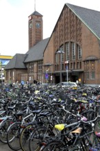 Lots of bikes in the bicycle parking lot in front of Oldenburg Central Station, Lower Saxony,