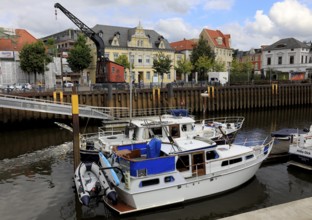 Old city harbor in Oldenburg, Lower Saxony, Germany